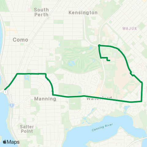 Transperth Canning Bridge - Curtin U map