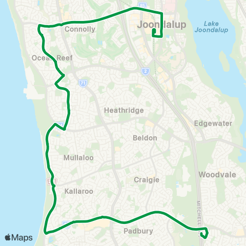 Transperth Whitfords - Joondalup map
