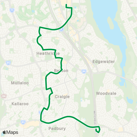 Transperth Whitfords - Joondalup map