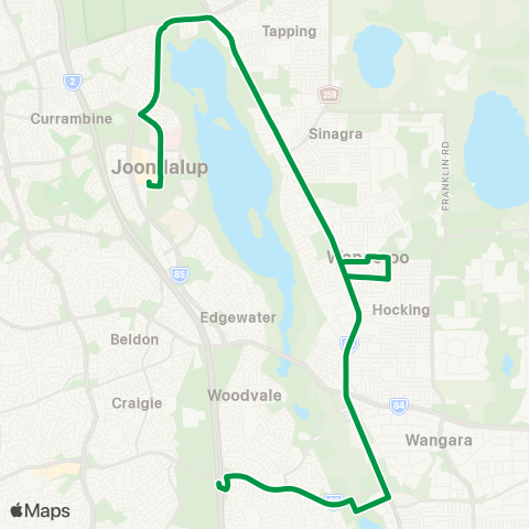 Transperth Whitfords - Joondalup map