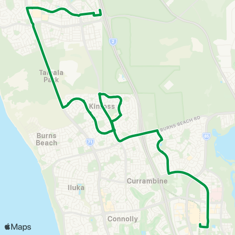 Transperth Joondalup - Clarkson map