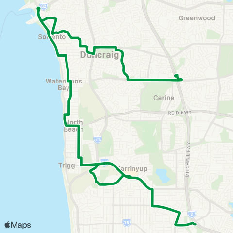 Transperth Stirling - Warwick map