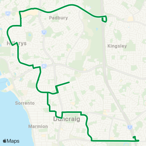 Transperth Warwick - Whitfords map