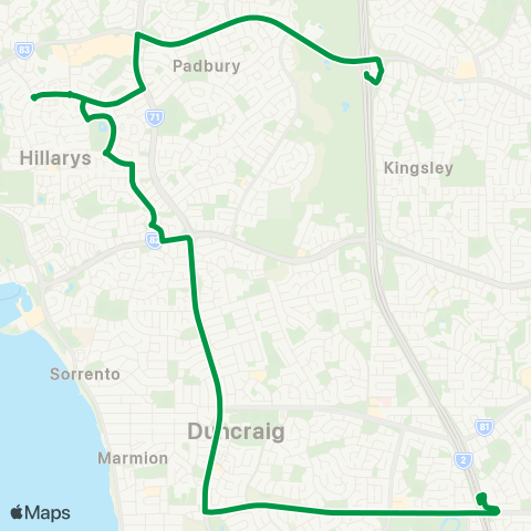 Transperth Warwick - Whitfords map