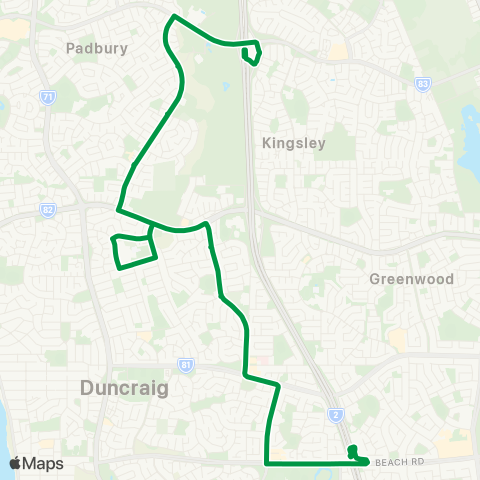 Transperth Warwick - Whitfords map