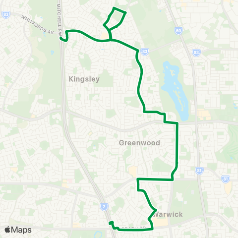 Transperth Warwick - Whitfords map