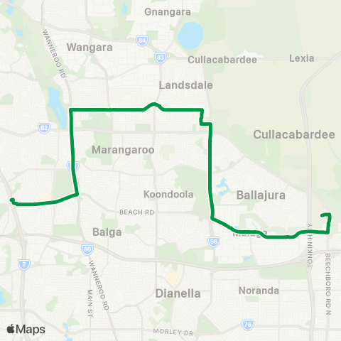 Transperth Warwick - Landsdale map