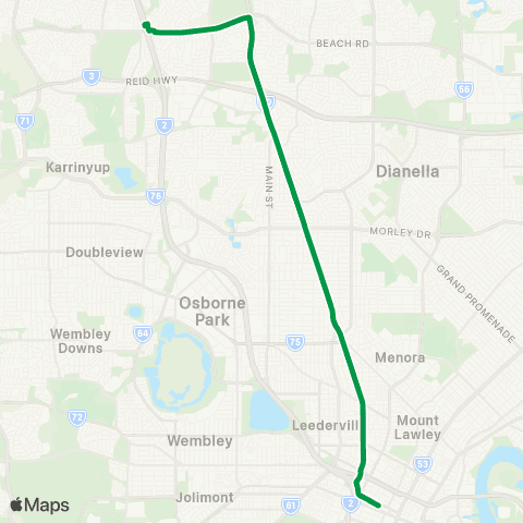 Transperth Perth - Warwick map