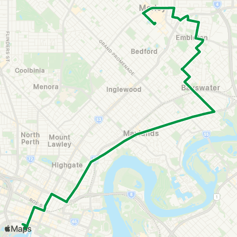 Transperth Elizabeth Qy - Perth Airport map