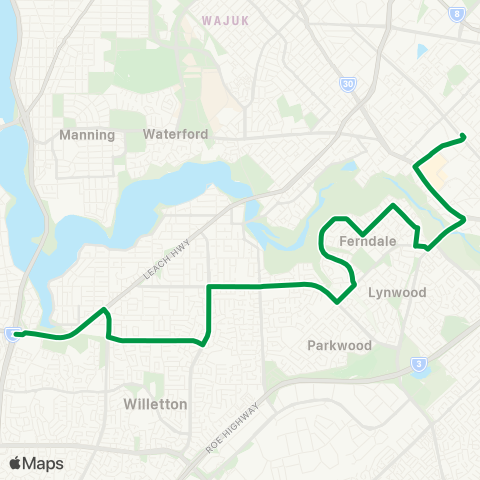 Transperth Westfield Carousel - Queens Pk map