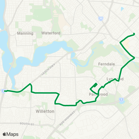 Transperth Westfield Carousel - Queens Pk map