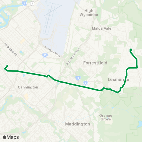 Transperth Elizabeth Qy - Kalamunda map