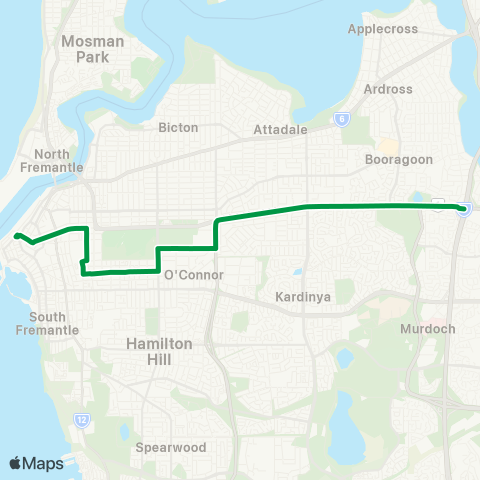Transperth Bull Creek - Fremantle map