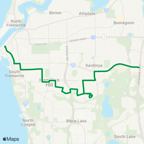 Transperth Murdoch - Fremantle map