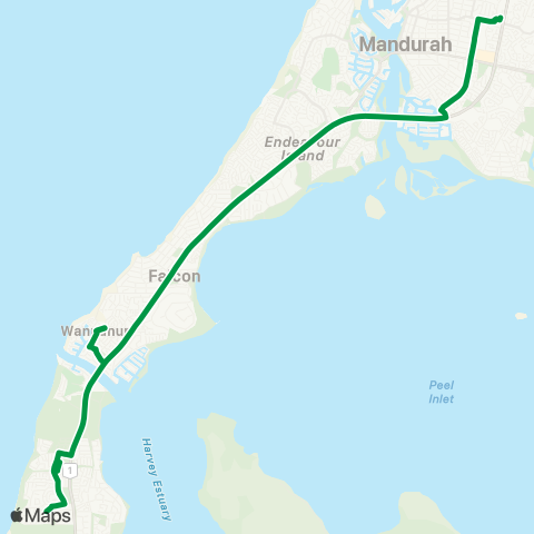 Transperth Mandurah - Dawesville West map
