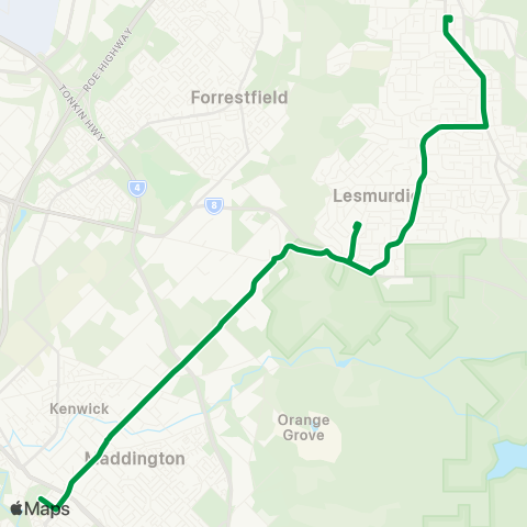 Transperth Kalamunda bus - Centro Maddington map