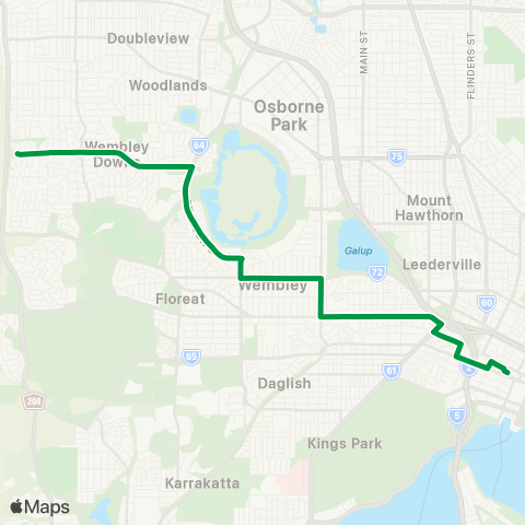 Transperth Perth - Wembley Downs map