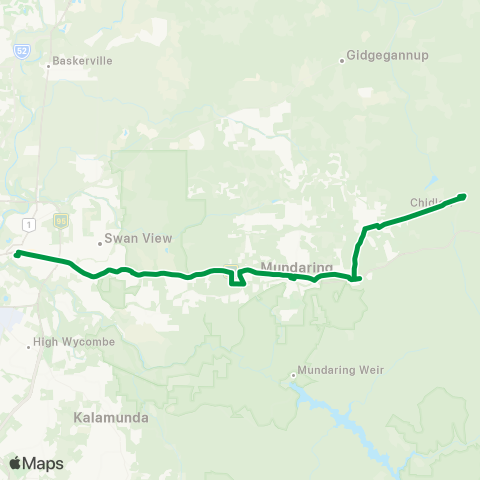 Transperth Midland - Mundaring map