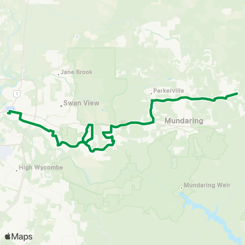 Transperth Midland - Glen Forrest map