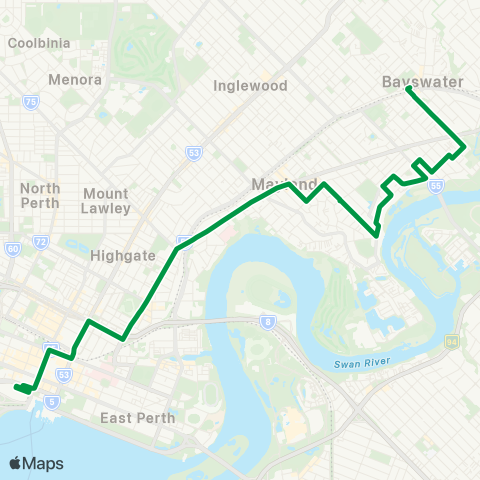 Transperth Elizabeth Qy - Bayswater map