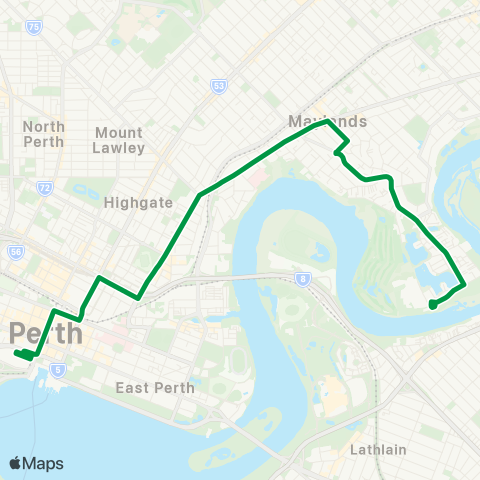 Transperth Elizabeth Qy - Maylands map