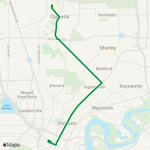 Transperth Elizabeth Qy - Mirrabooka map