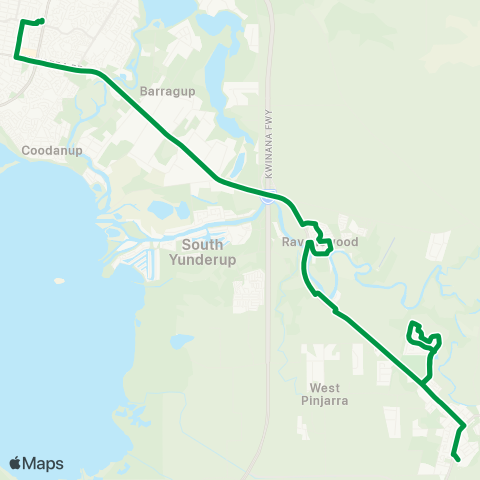 Transperth Mandurah - Pinjarra map
