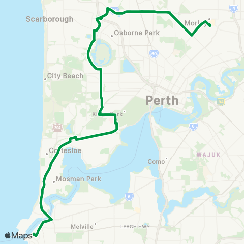 Transperth CircleRoute (Clockwise) map