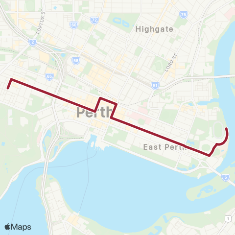 Transperth Red CAT map