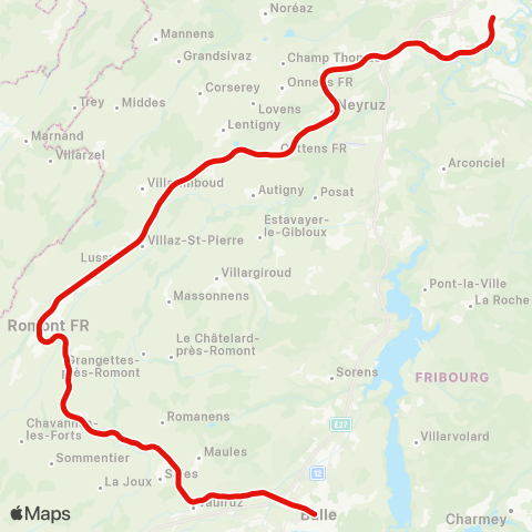 TPF - Transports publics fribourgeois Broc-Chocolaterie - Bern map