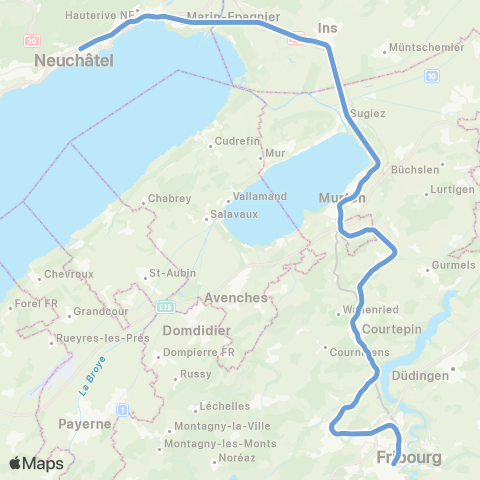 TPF - Transports publics fribourgeois Fribourg/Freiburg - Neuchâtel map