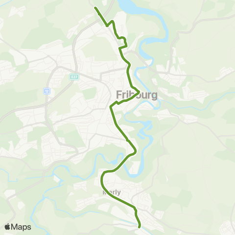 TPF - Transports publics fribourgeois Granges-Paccot, P. de-Fribourg - Marly, Gérine map