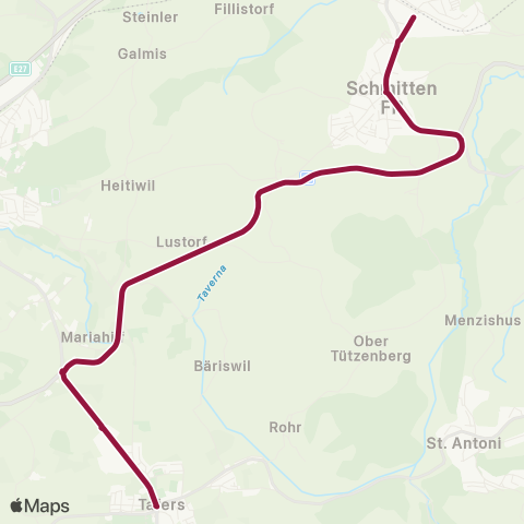TPF - Transports publics fribourgeois Tafers, Dorf - Schmitten FR, Bahnhof map