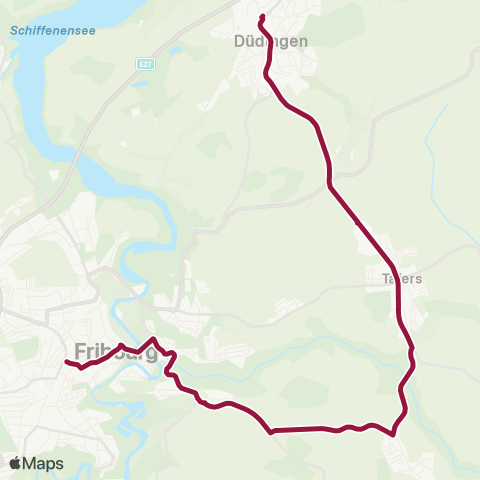 TPF - Transports publics fribourgeois Tafers, Spital - Düdingen, Bahnhof map