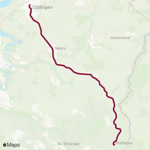 TPF - Transports publics fribourgeois Düdingen, Bahnhof - Schwarzsee, Campus map