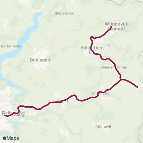 TPF - Transports publics fribourgeois Fribourg/Freiburg, gare rout. - Heitenried, Dorf map