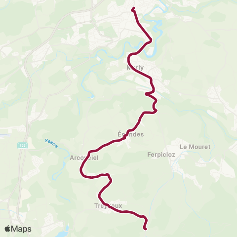 TPF - Transports publics fribourgeois Treyvaux, village - Fribourg/Freiburg, gare rout. map