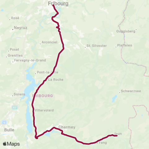 TPF - Transports publics fribourgeois Jaun, Bergbahnen - Fribourg/Freiburg, gare rout. map