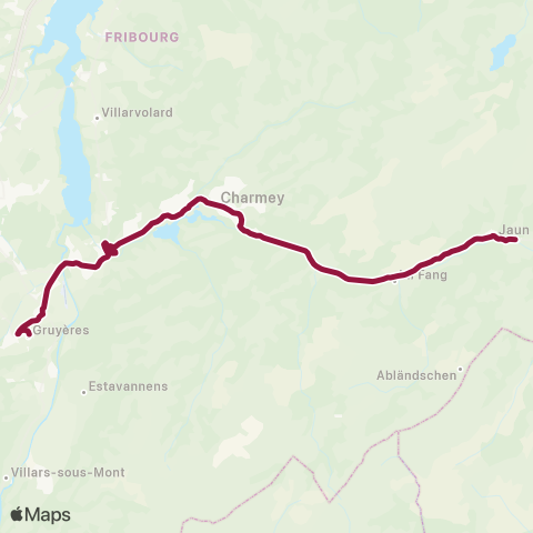 TPF - Transports publics fribourgeois Jaun, Bergbahnen - Gruyères, ville map