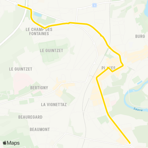 TPF - Transports publics fribourgeois Givisiez, Mont Carmel - Fribourg/Freiburg, Pl. Gare map