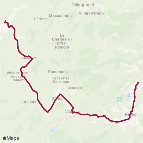 TPF - Transports publics fribourgeois Bulle, gare routière - Romont FR, gare map