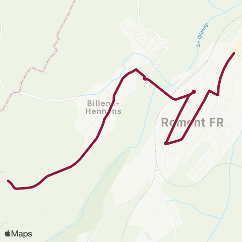 TPF - Transports publics fribourgeois Hennens, village - Romont FR, gare map