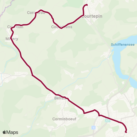 TPF - Transports publics fribourgeois Courtepin, gare - Fribourg/Freiburg, gare rout. map