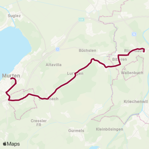 TPF - Transports publics fribourgeois Murten/Morat, Bahnhof - Gümmenen, Bahnhof map