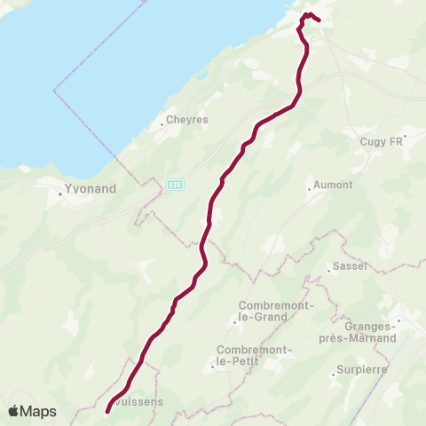 TPF - Transports publics fribourgeois Estavayer-le-Lac, gare rout. - Vuissens, poste map