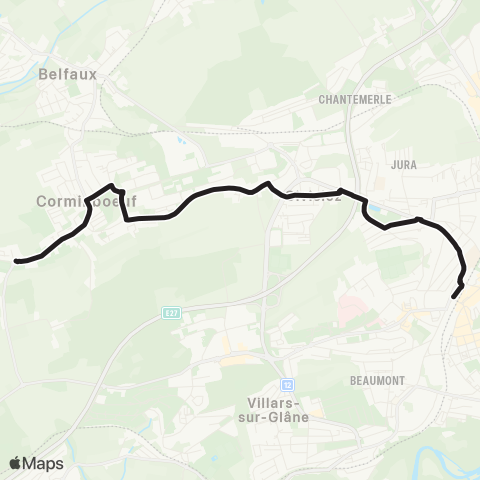 TPF - Transports publics fribourgeois Fribourg/Freiburg, gare rout. - Corminboeuf, anc. poste map