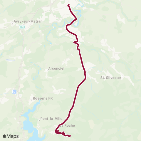 TPF - Transports publics fribourgeois Fribourg/Freiburg, gare rout. - La Roche FR, La Berra map