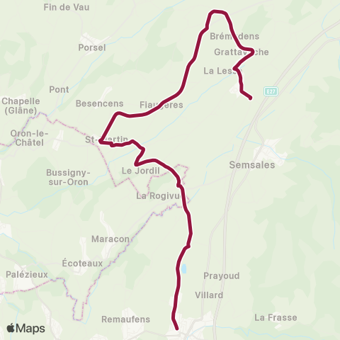 TPF - Transports publics fribourgeois Châtel-St-Denis, gare - La Verrerie, gare map