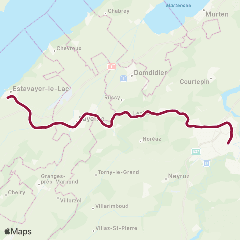 TPF - Transports publics fribourgeois Estavayer-le-Lac - Fribourg/Freiburg map