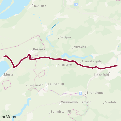 TPF - Transports publics fribourgeois Bern, Bahnhof - Galmiz, Käserei map